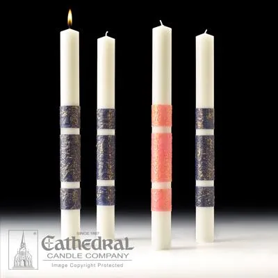 1-1/2" X 17" Artisan Wax Advent Candle Set (3 Sarum Blue, 1 Pink)