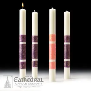 1-1/2" X 26" Artisan Wax Advent Candle Set (3 Purple , 1 Pink)