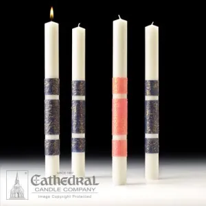 1-1/2" X 26" Artisan Wax Advent Candle Set (3 Sarum Blue, 1 Pink)