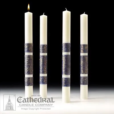 1-1/2" X 26" Artisan Wax Advent Candle Set (4 Sarum Blue)