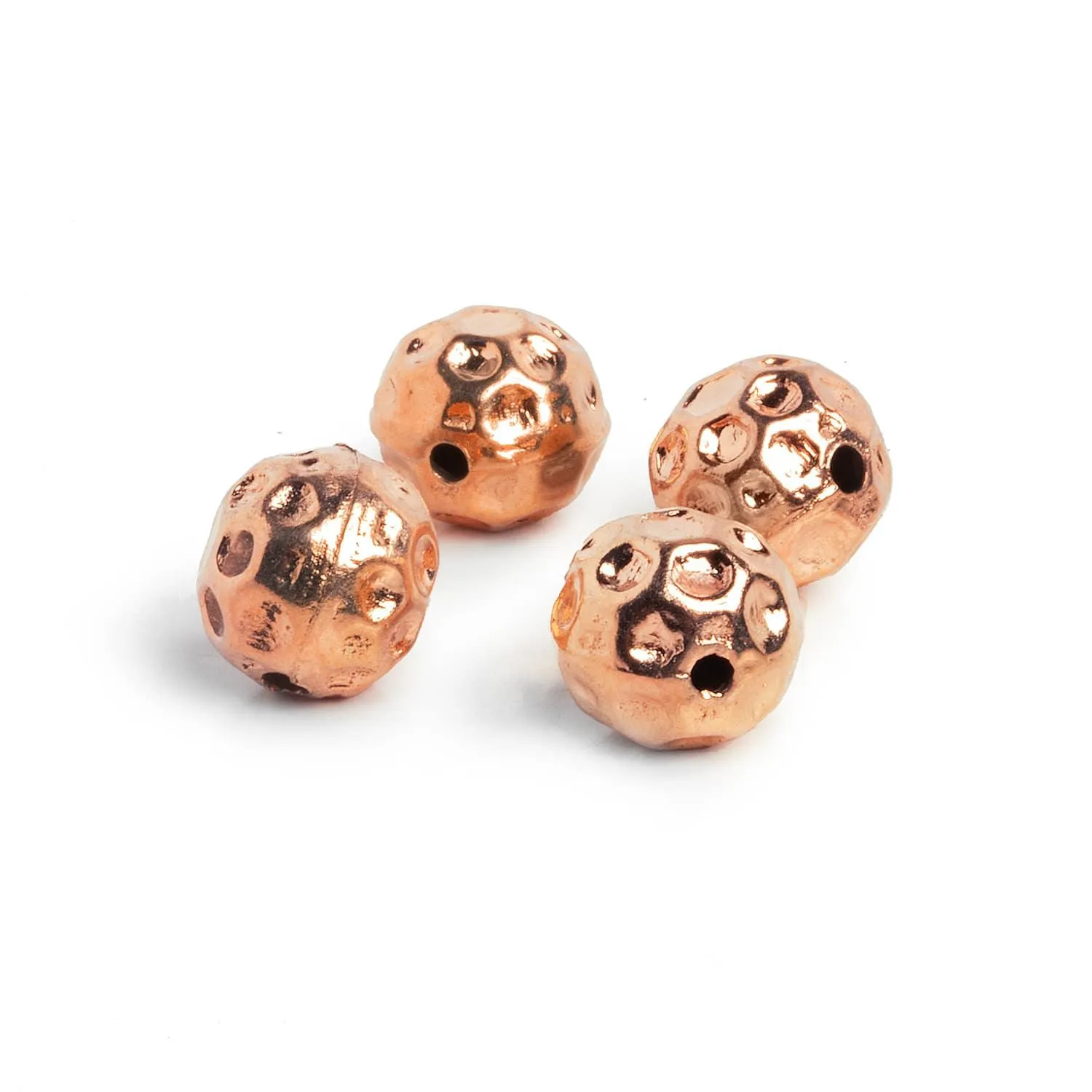 10mm Rose Gold Plated Copper Round Beads 4 Pieces