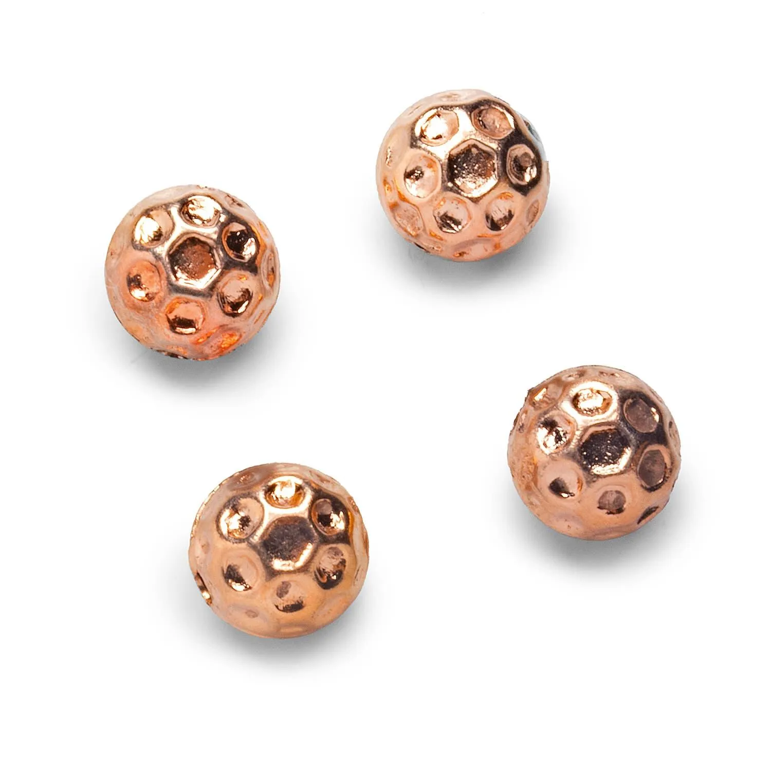 10mm Rose Gold Plated Copper Round Beads 4 Pieces