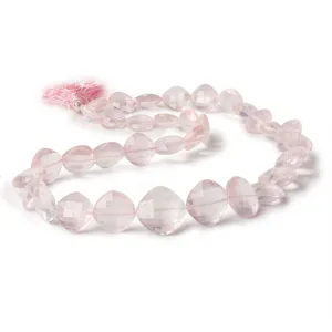 10x10-16x16mm Rose Quartz faceted pillows Beads 16.5 inch 34 pieces AA