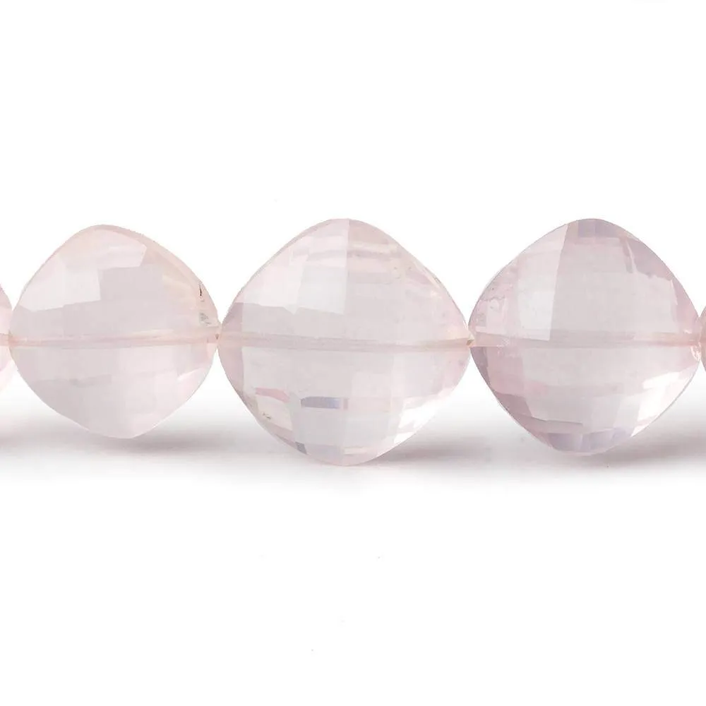 10x10-16x16mm Rose Quartz faceted pillows Beads 16.5 inch 34 pieces AA