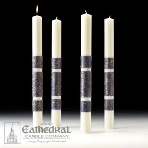 4" X 15" Artisan Wax Advent Candle Set (4 Sarum Blue)