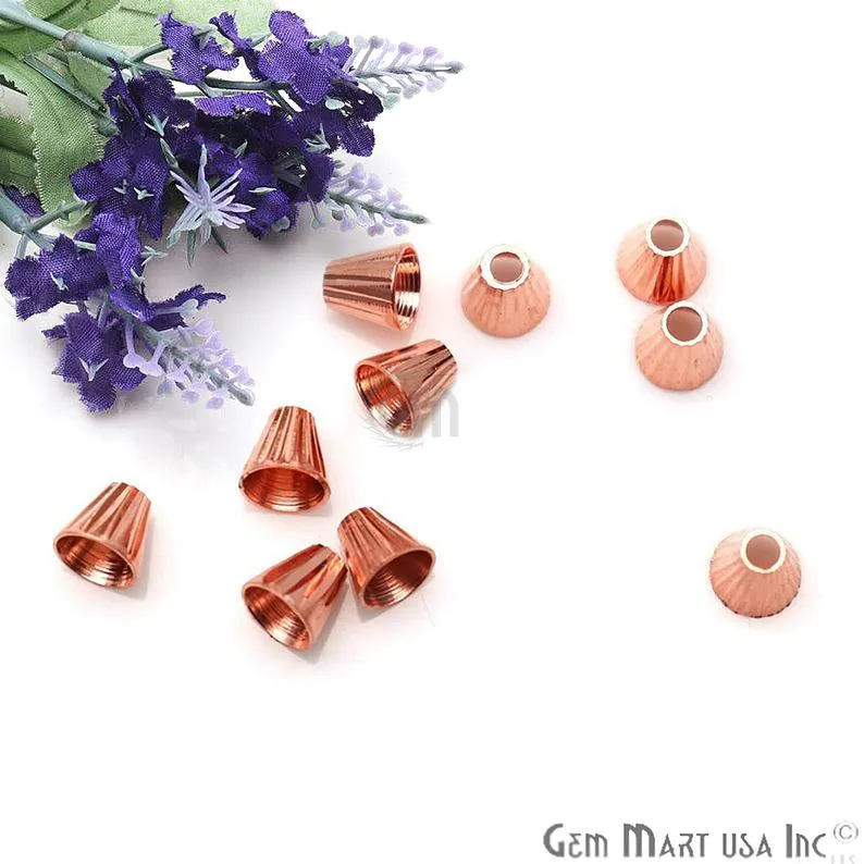 5pc Lot Rose Gold Plated Cone Acrylic Cap Findings Tassel Caps