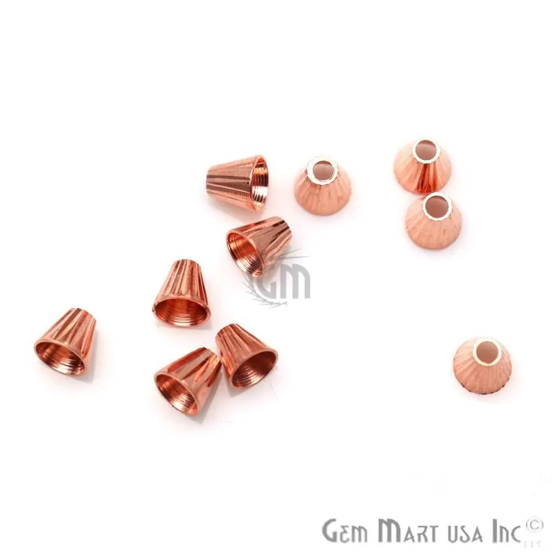 5pc Lot Rose Gold Plated Cone Acrylic Cap Findings Tassel Caps