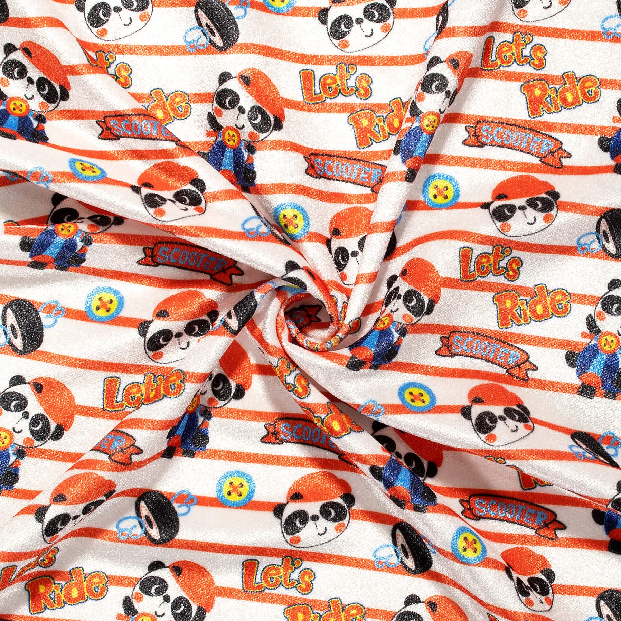 Adorable Little Panda Print Premium Velvet Fabric