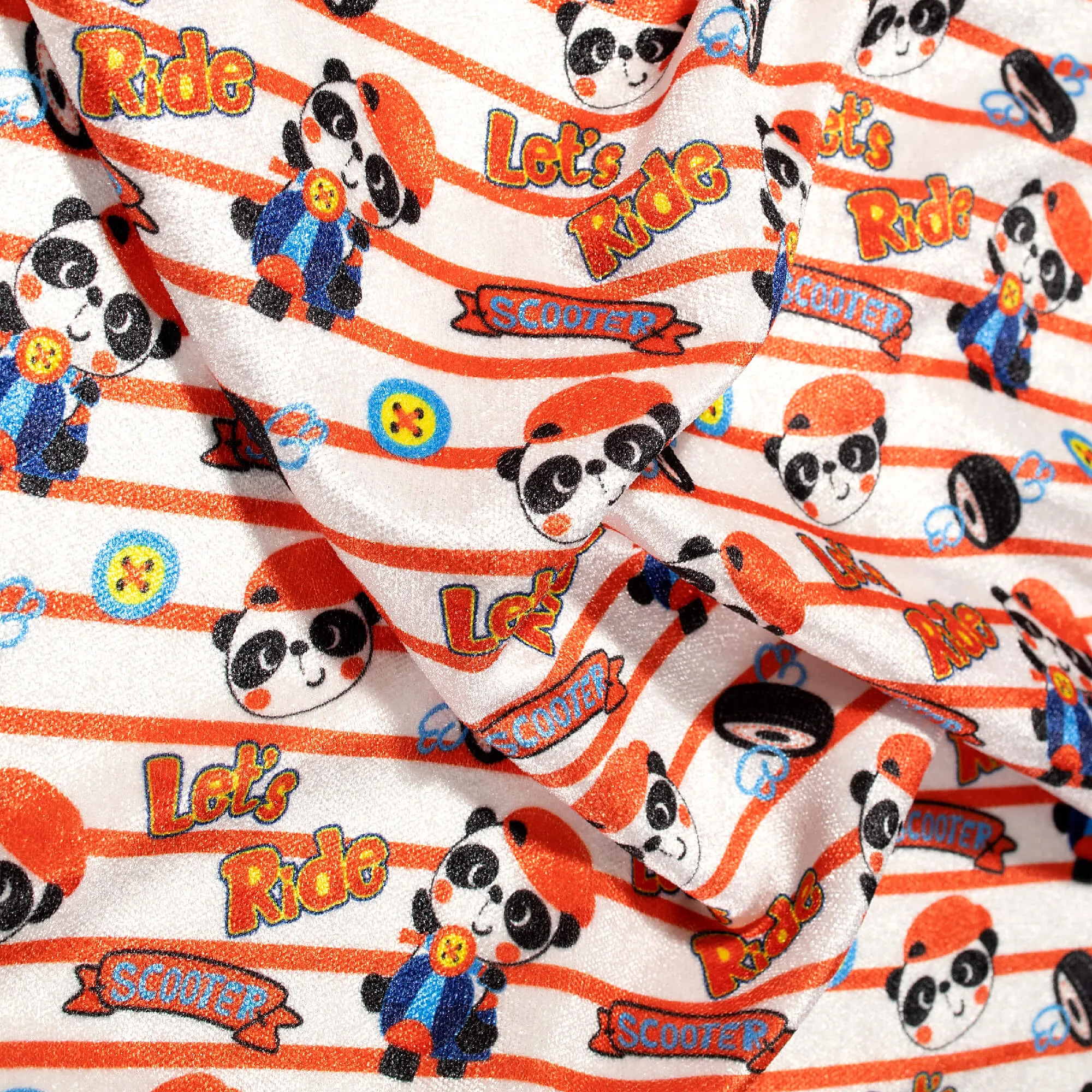 Adorable Little Panda Print Premium Velvet Fabric