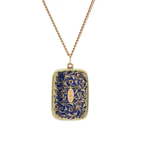 Antique 18k with "Forget Me Not" Enamel Vinaigrette Pendant