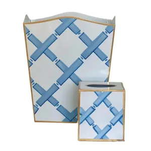 Bamboo Lattice Wastebasket & Tissue Box