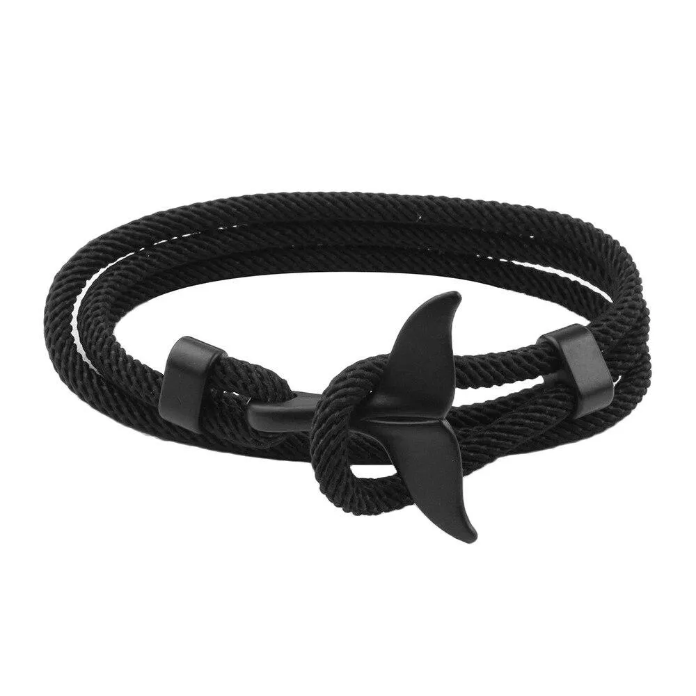 Black Whale Tail Rope Bracelet