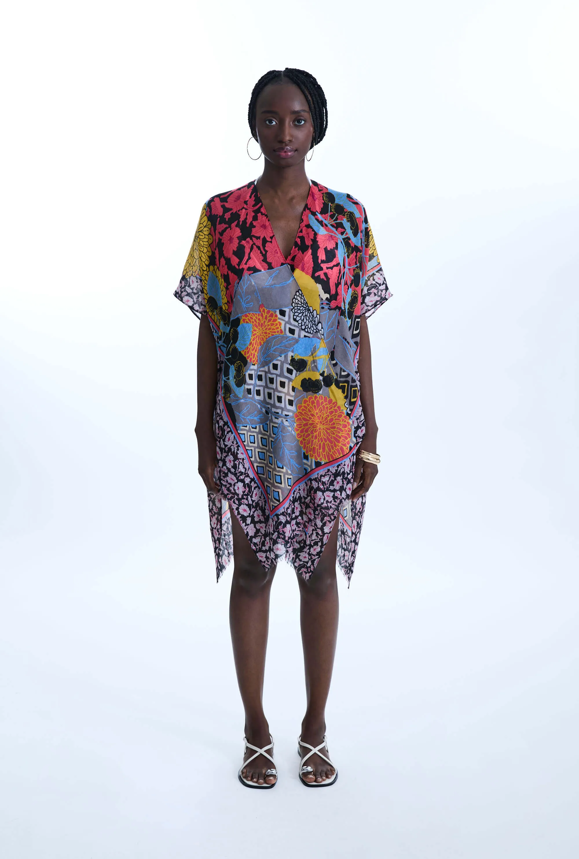 Botanical Print Kaftan Black