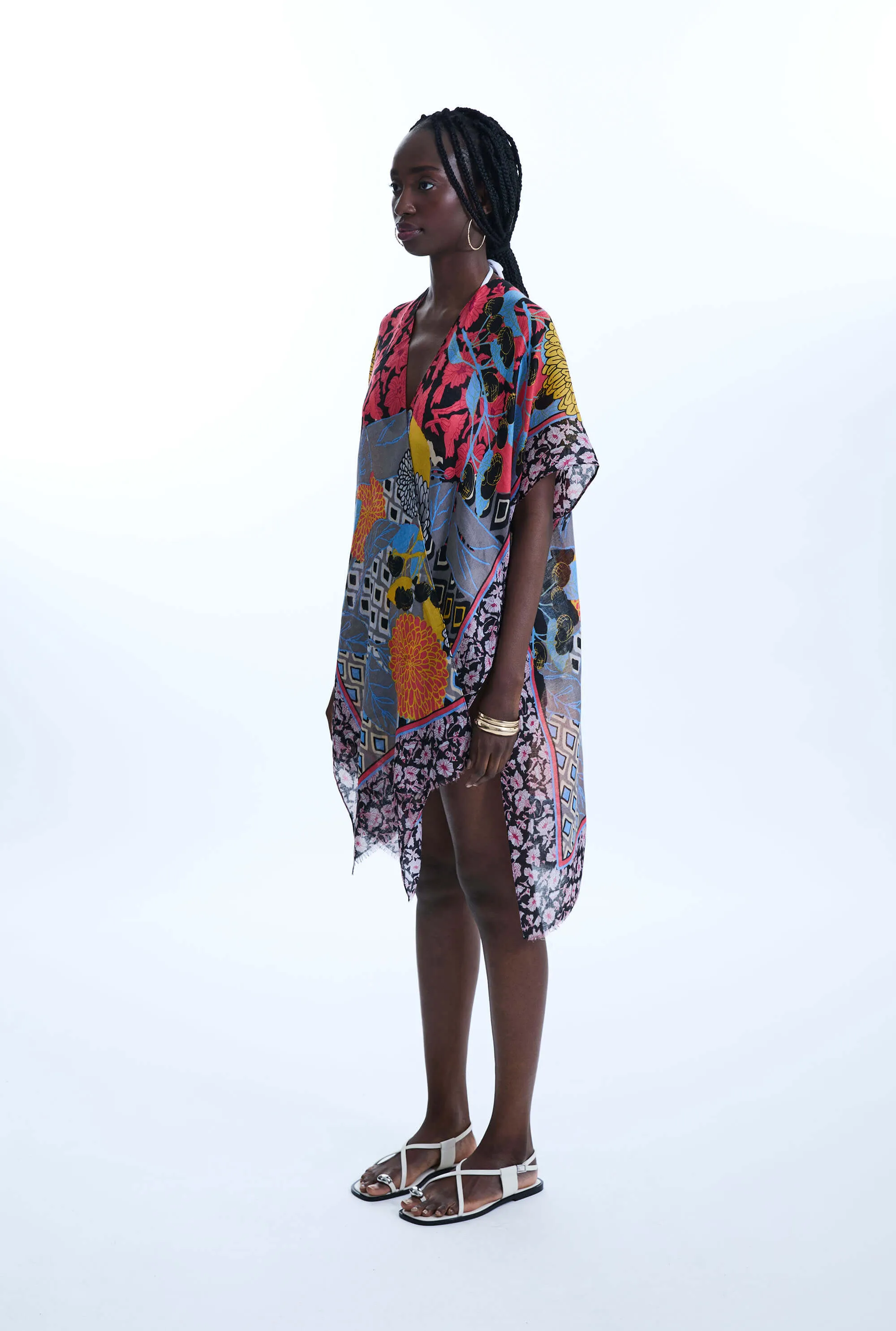 Botanical Print Kaftan Black