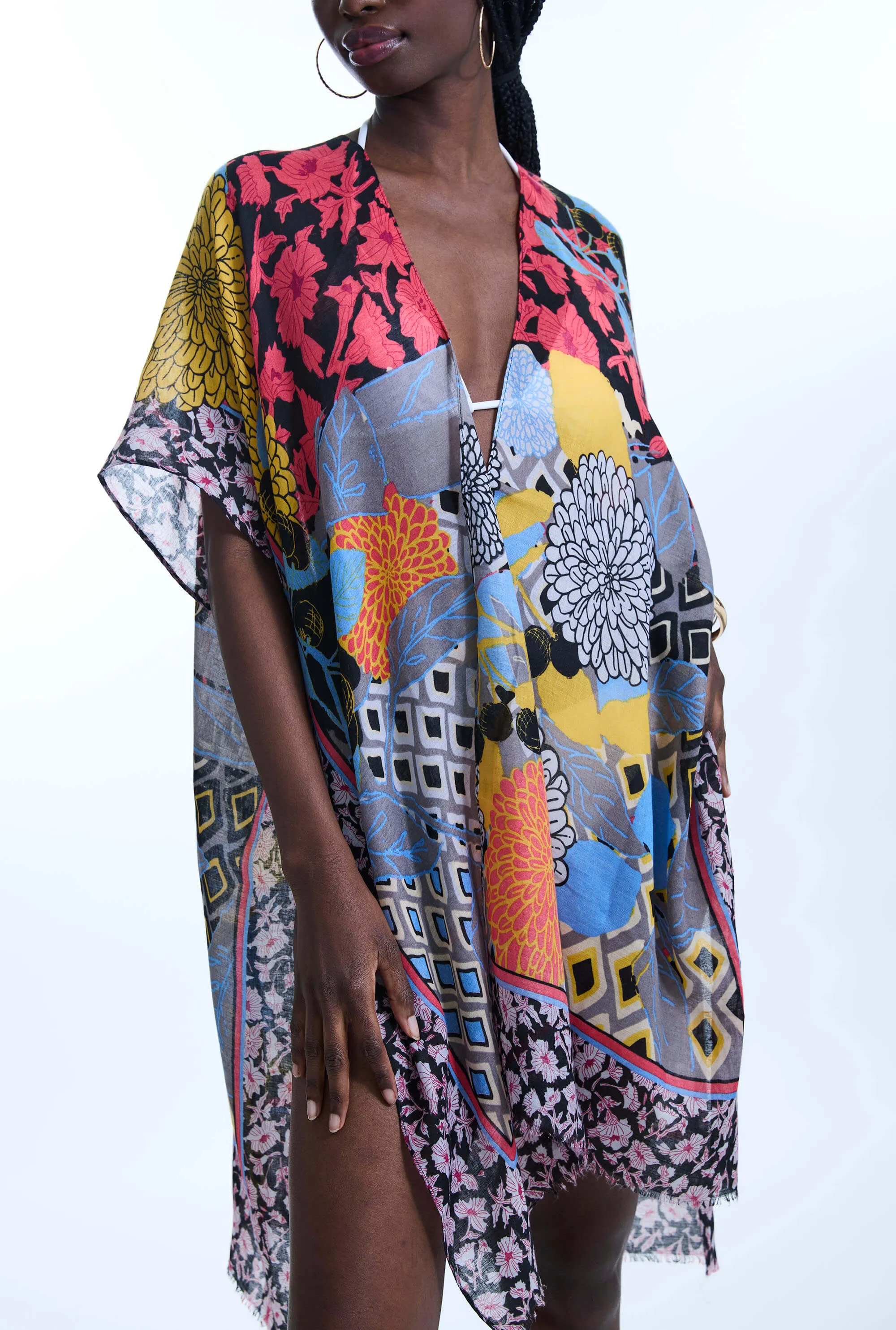 Botanical Print Kaftan Black