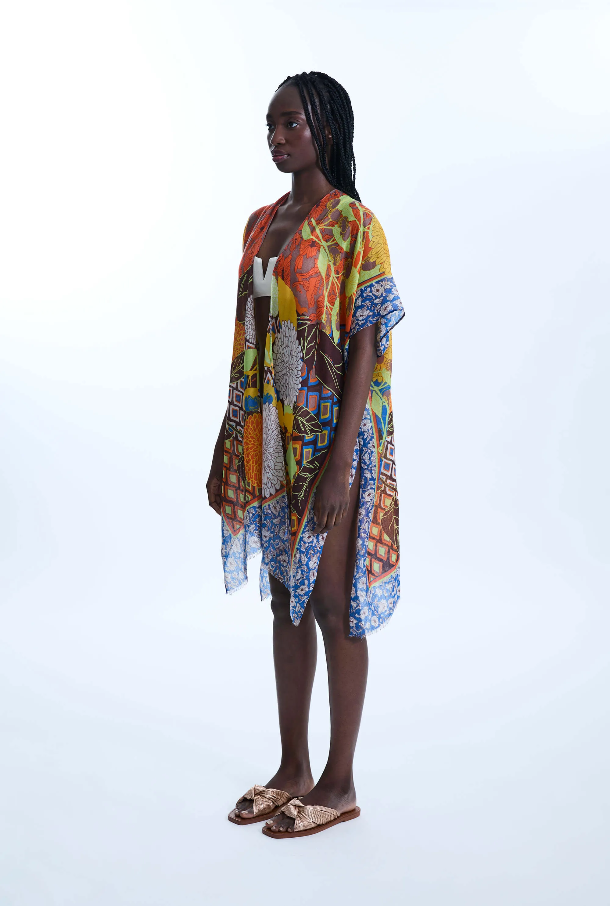 Botanical Print Kaftan Blue