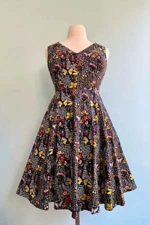 Butterfly and Bug Botanical V-Neck Dress by Eva Rose