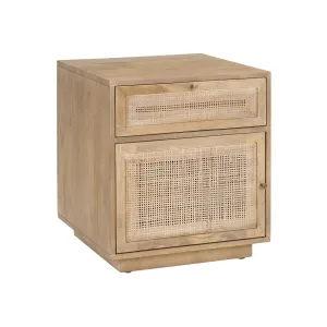 Cannes Storage Natural Wood Side Table