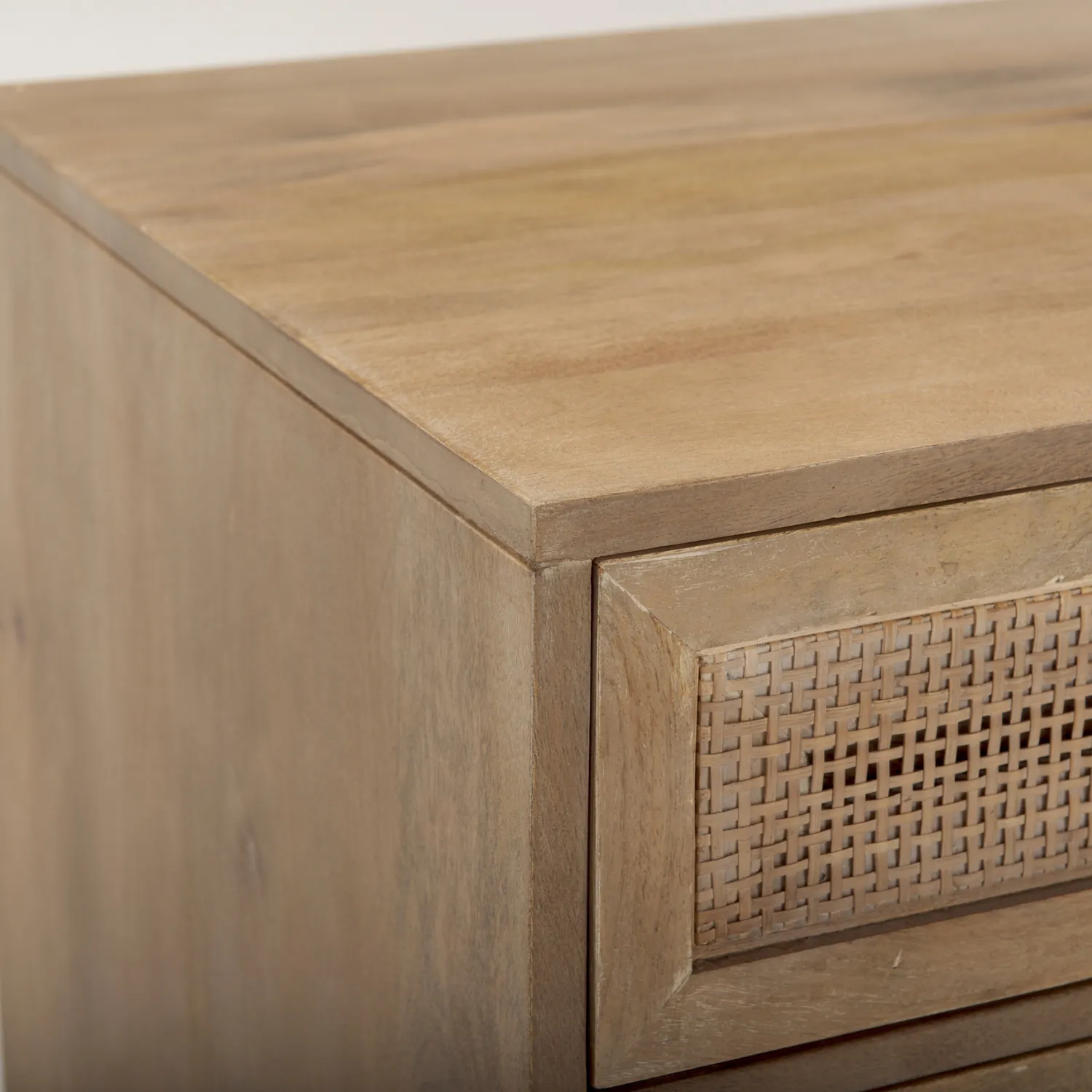 Cannes Storage Natural Wood Side Table