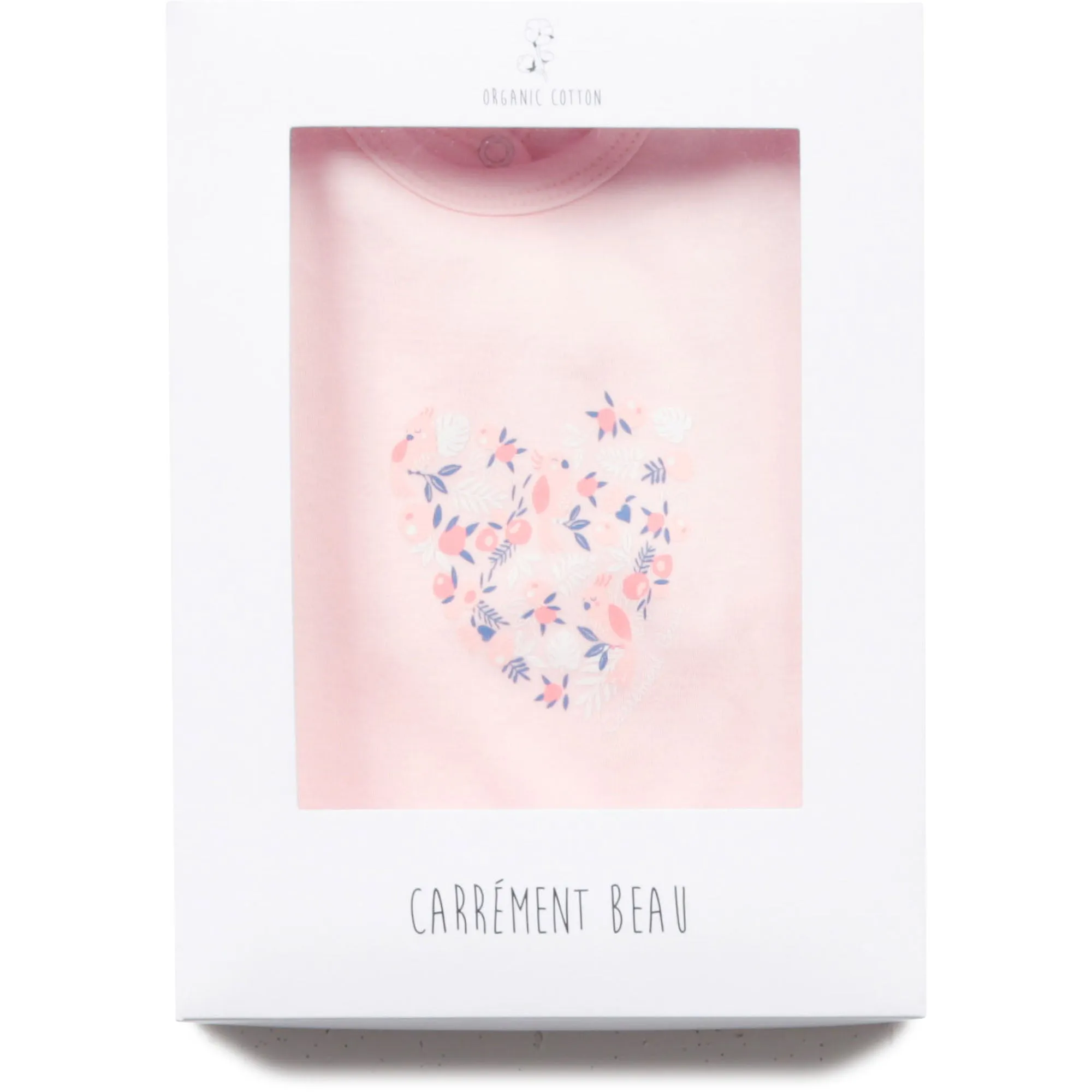 Carrement Beau Baby Heart Print Back Snap Footie For Newborn