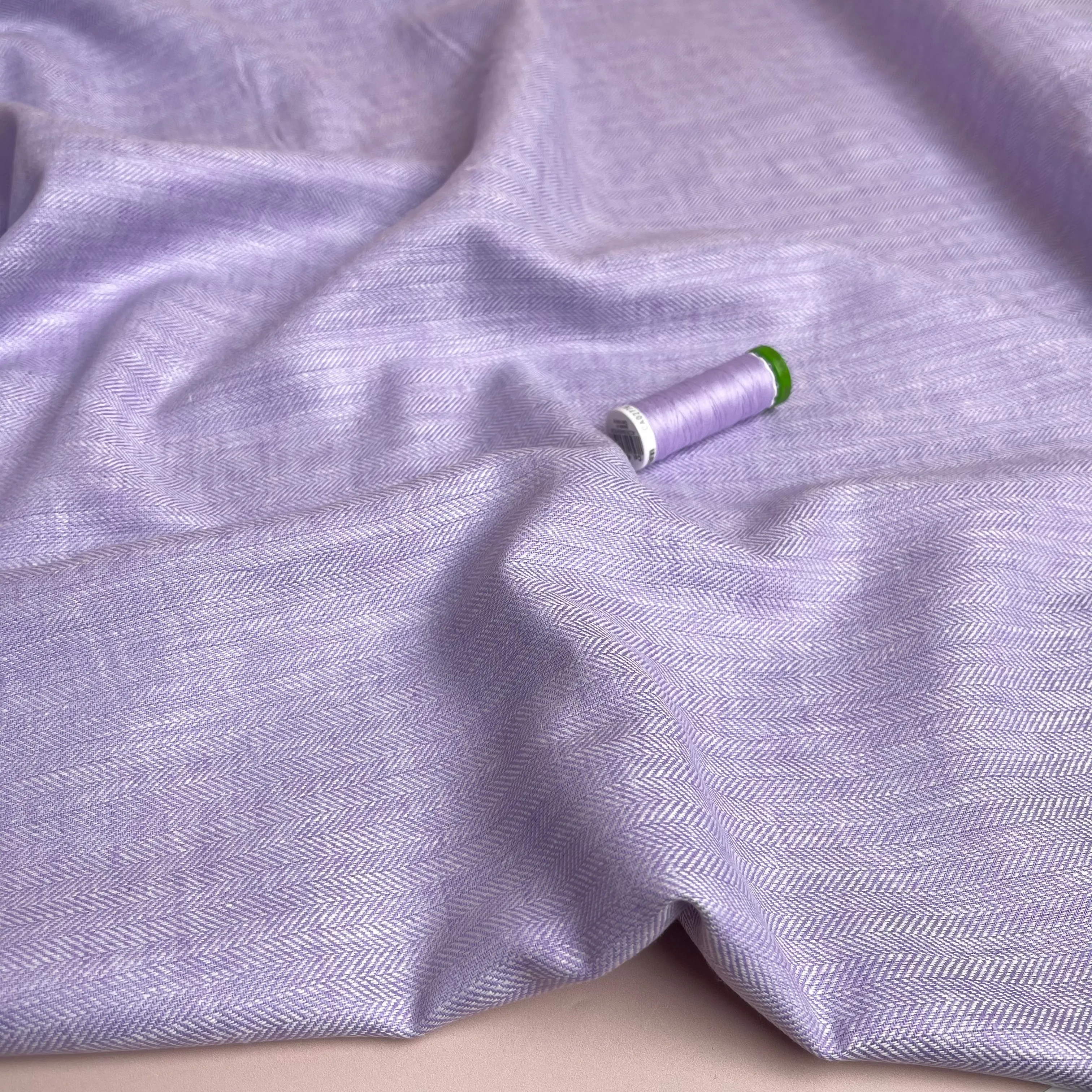 Chevron Lilac Linen Cotton Twill