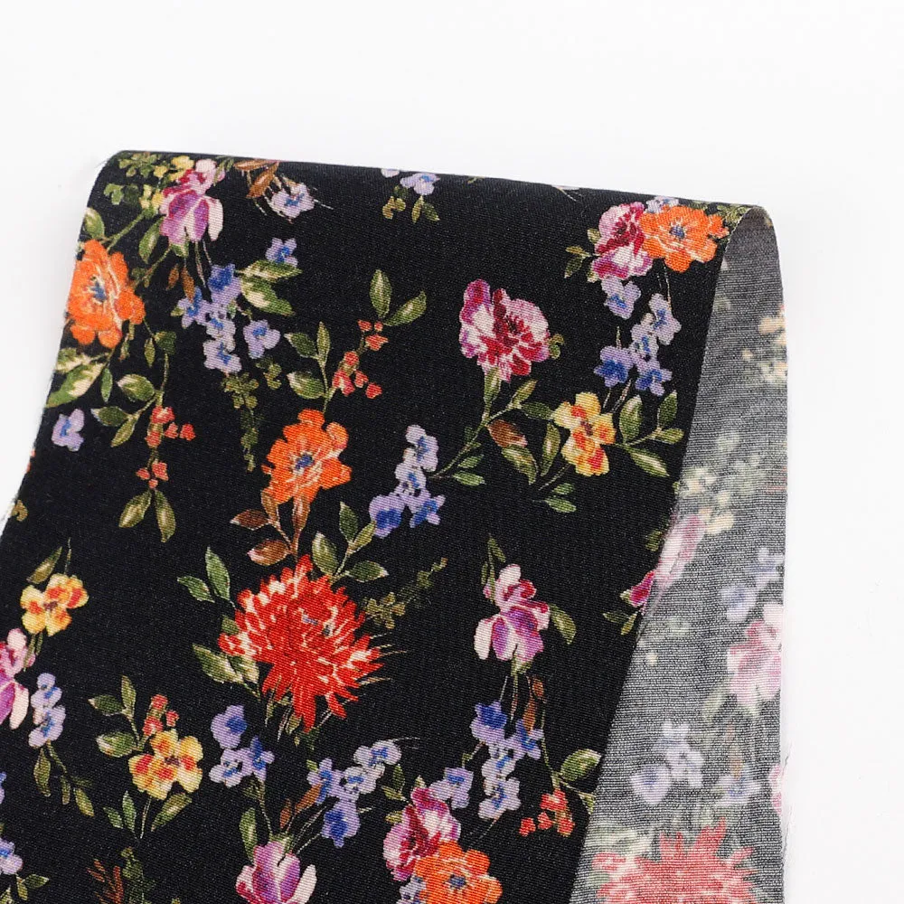 Chrysanthemum Floral Cupro / Rayon - Black