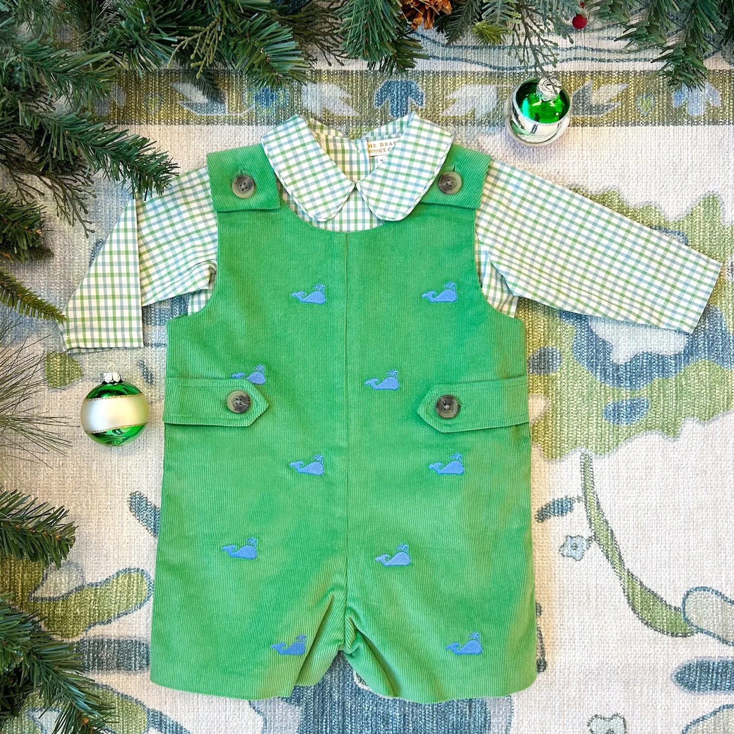 Critter Jack Keene Jon Jon (Corduroy) - Kiawah Kelly Green with Barbados Blue Whale Embroidery