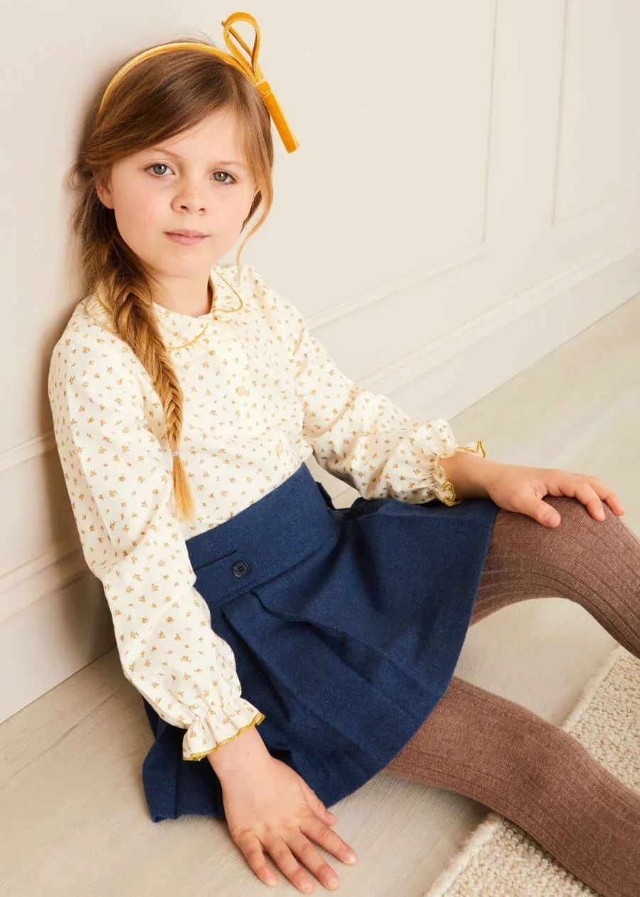 Ditsy Floral Long Sleeve Blouse In Mustard (12mths-10yrs)