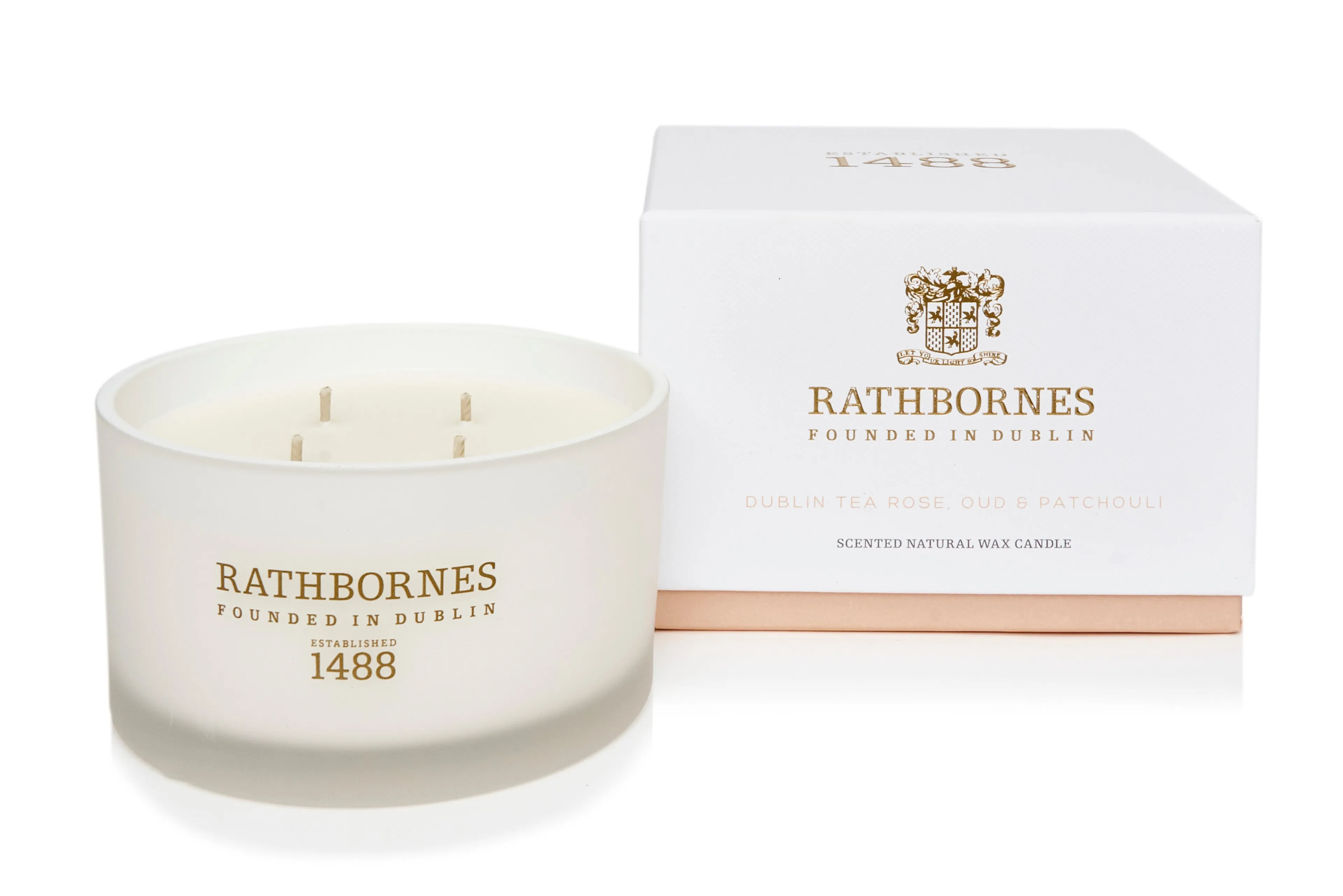 Dublin Tea Rose, Oud & Patchouli Scented Luxury Candle