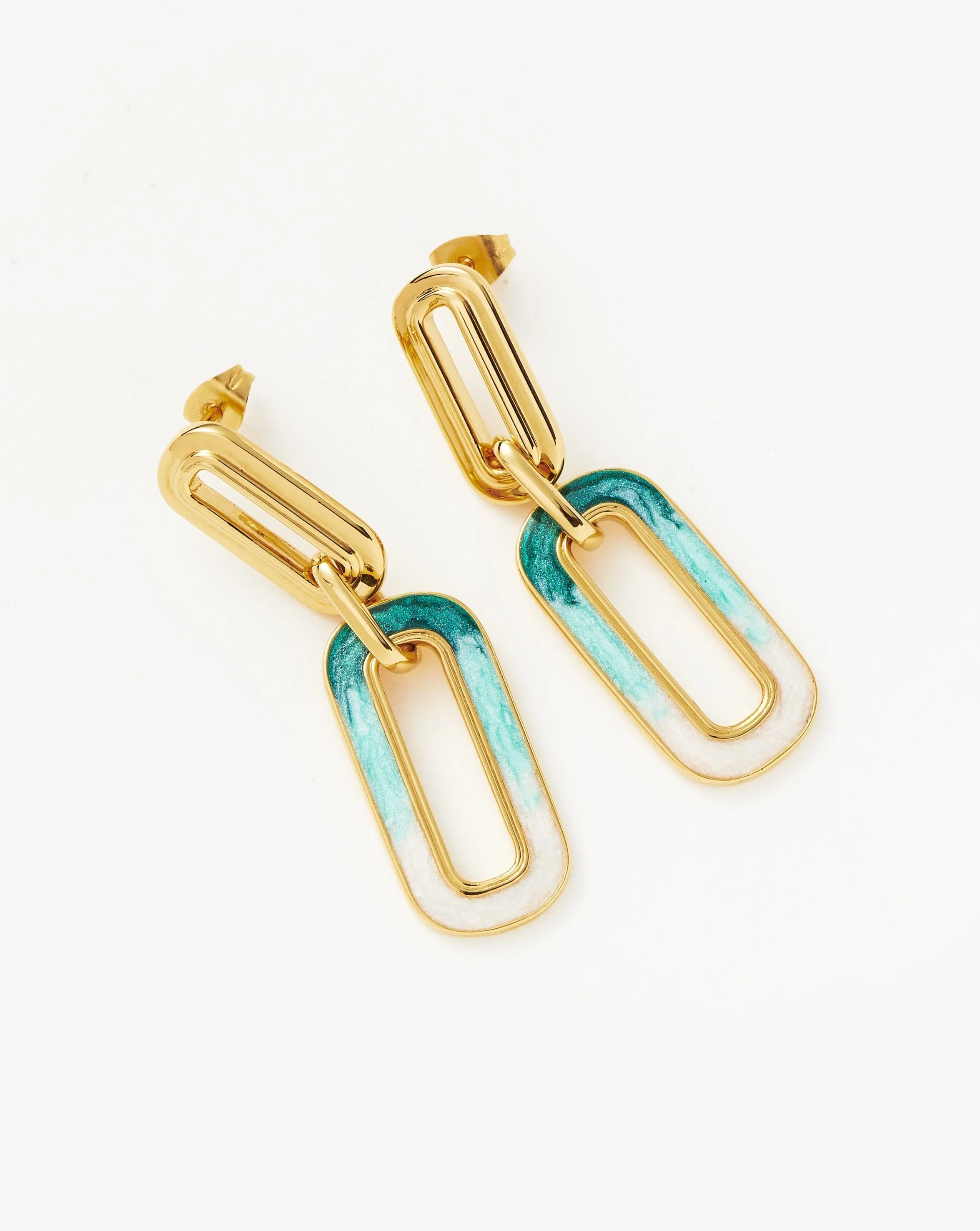 Enamel Haze Ombre Ovate Drop Hoop Earrings