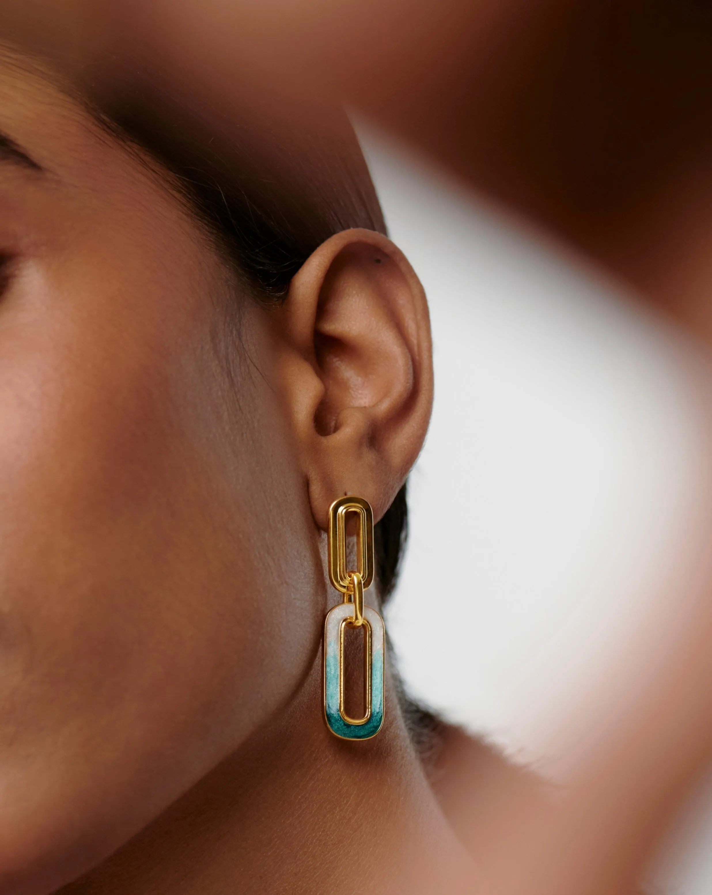 Enamel Haze Ombre Ovate Drop Hoop Earrings