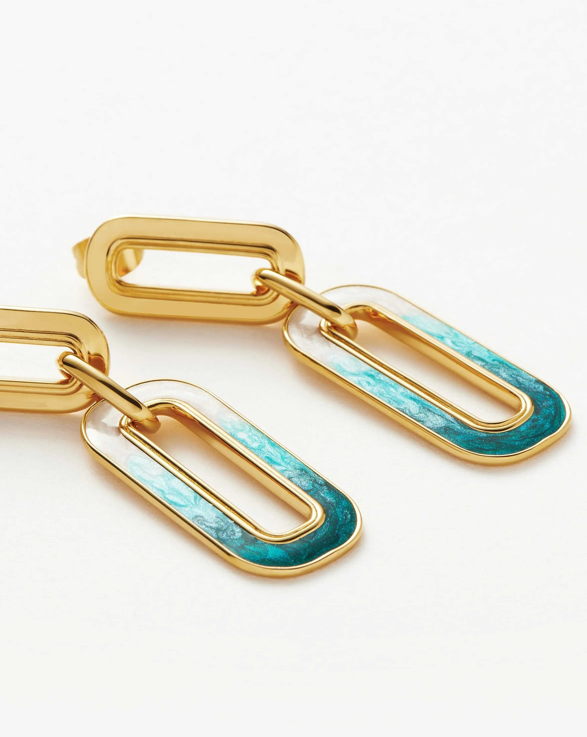 Enamel Haze Ombre Ovate Drop Hoop Earrings