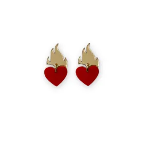 Feeling a little heart burn earrings in red by Vinca USA