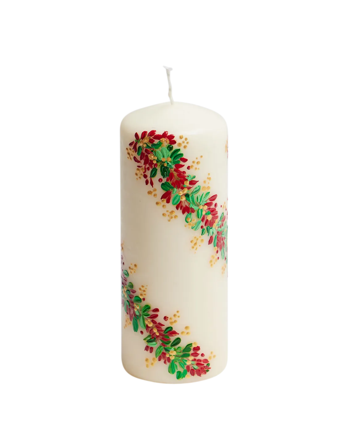 Festive Garland Painted Pillar Candle