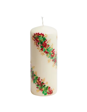 Festive Garland Painted Pillar Candle