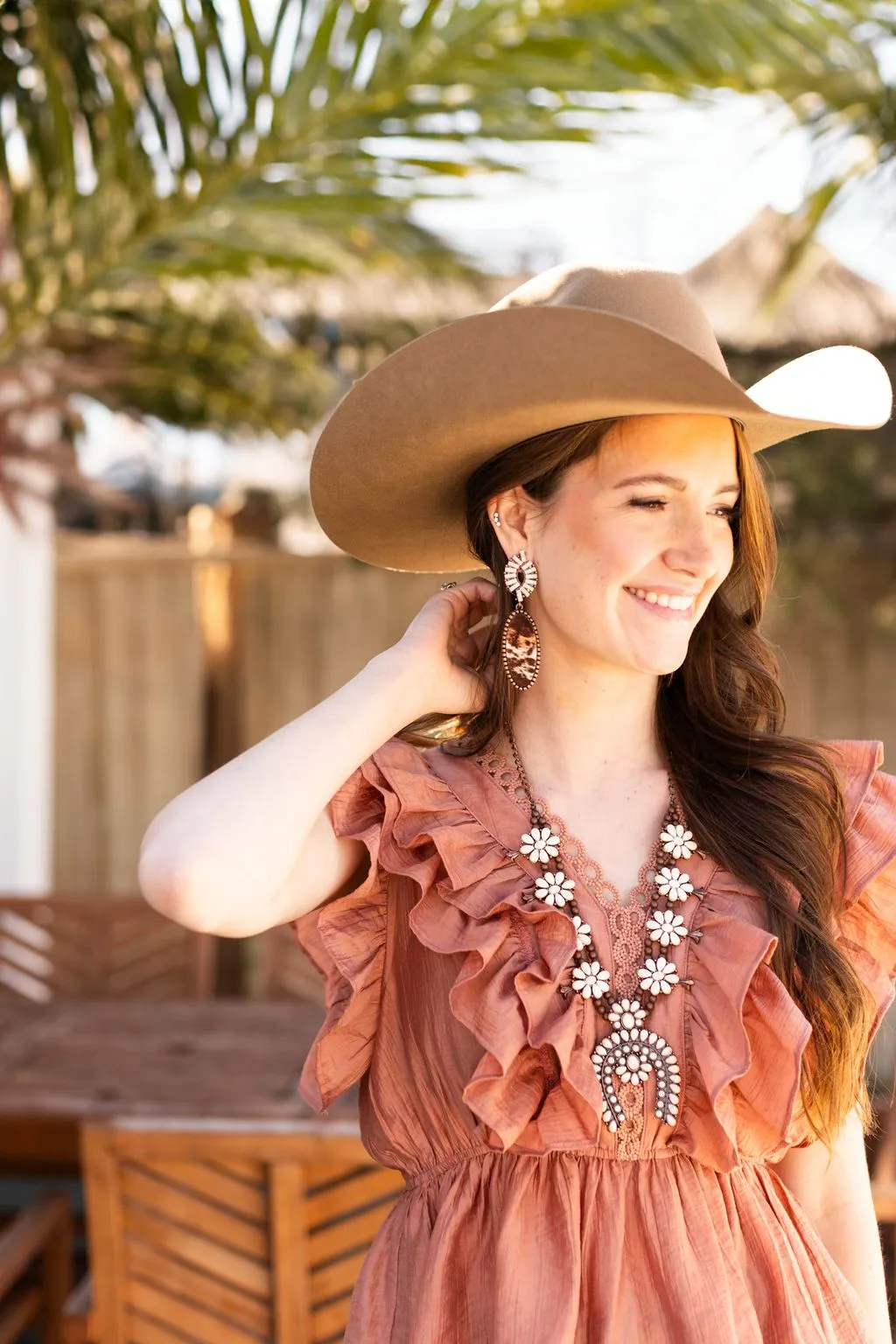 Forever After All Creme Cowhide Oval Dangle Earrings