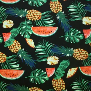 Fruity Leaves Printed Spandex | Blue Moon Fabrics