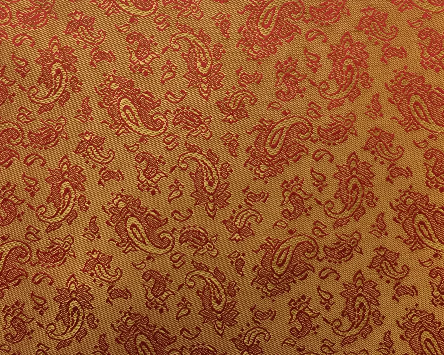 Gold And Red Paisley Lining 50% Viscose 50% Acetate