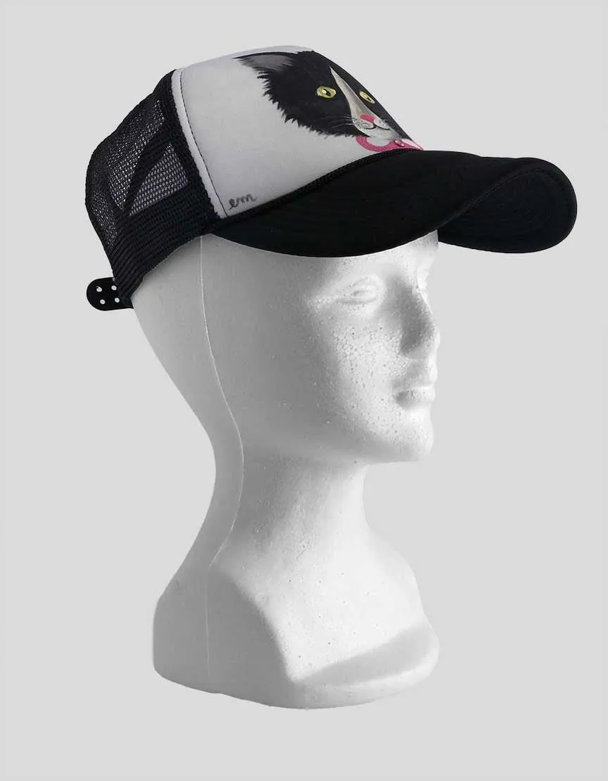 Hamptons Painted Unisex Hat With Cat Motif - One Size