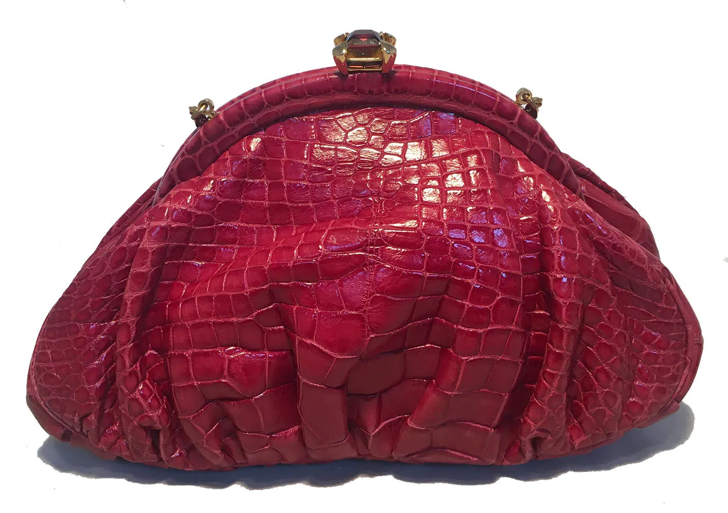 Judith Leiber Small Red Alligator Handbag