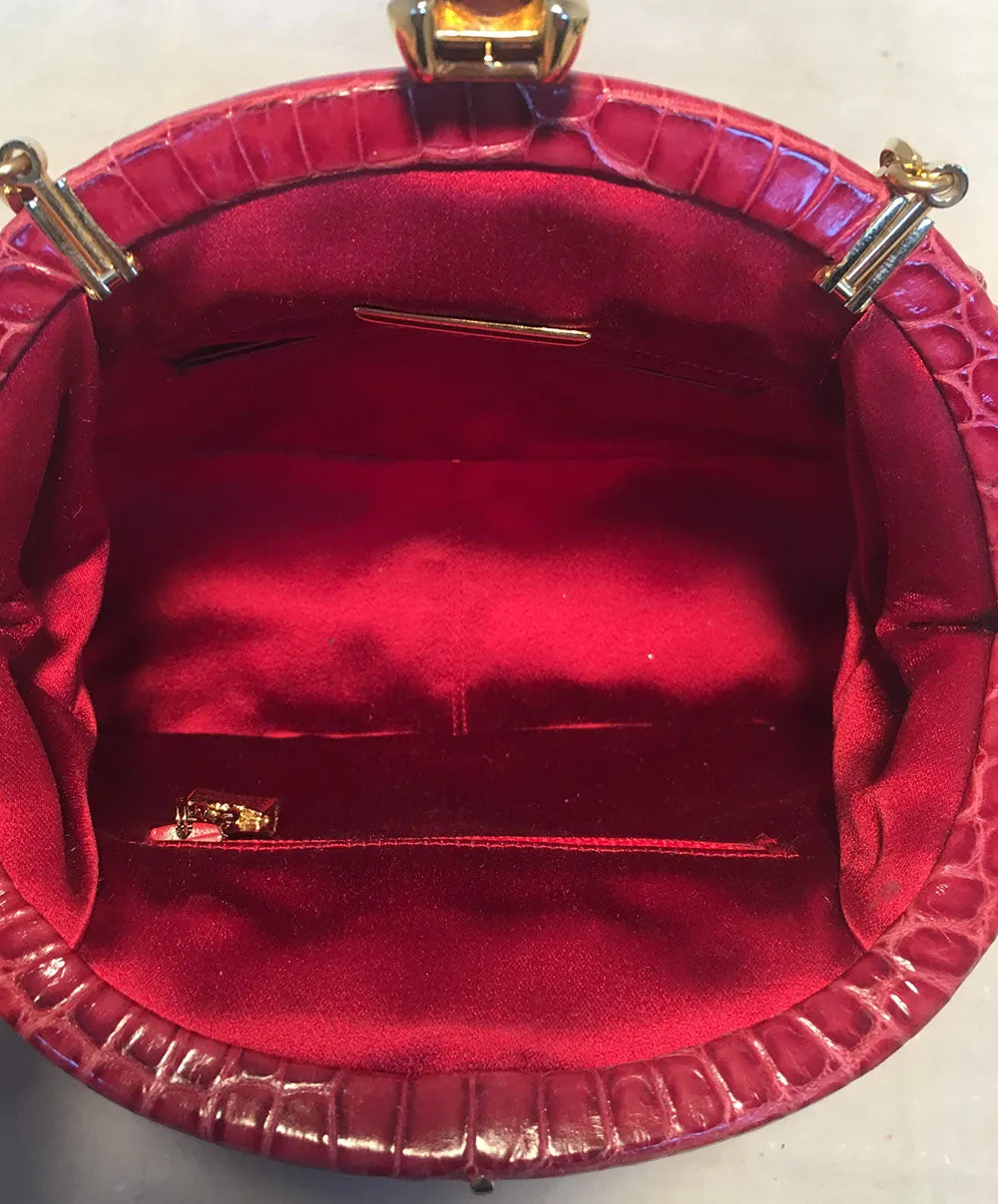 Judith Leiber Small Red Alligator Handbag