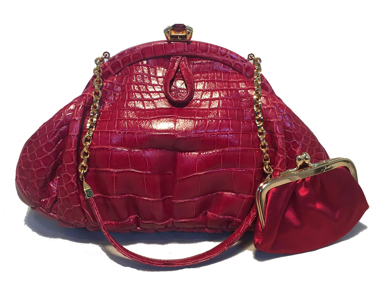 Judith Leiber Small Red Alligator Handbag