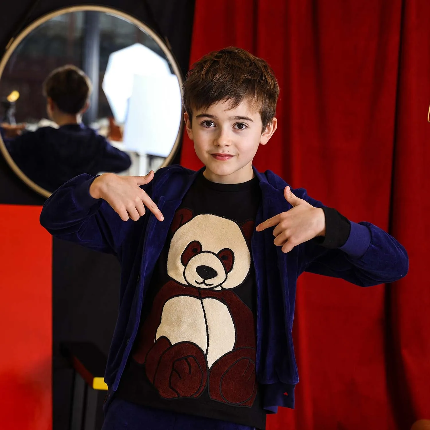 Kinderen Zwarte Longsleeve Top met Panda Applicatie