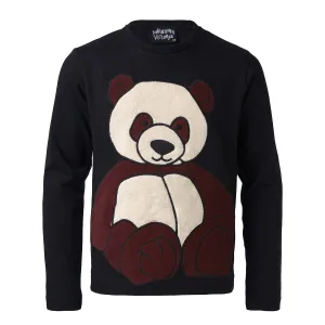 Kinderen Zwarte Longsleeve Top met Panda Applicatie