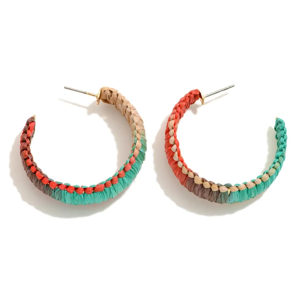 Make a Wish Gradient Raffia Wrapped Hoop Earrings