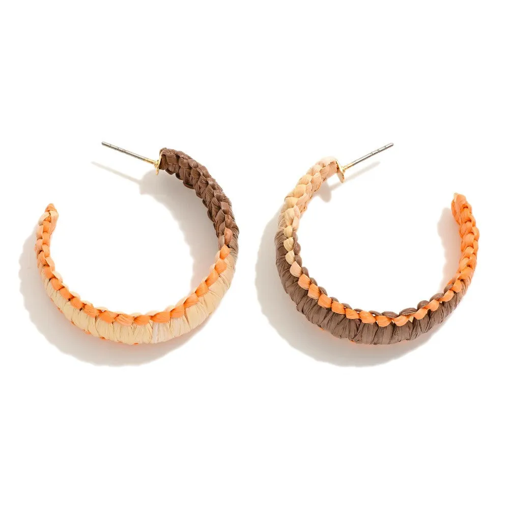 Make a Wish Gradient Raffia Wrapped Hoop Earrings