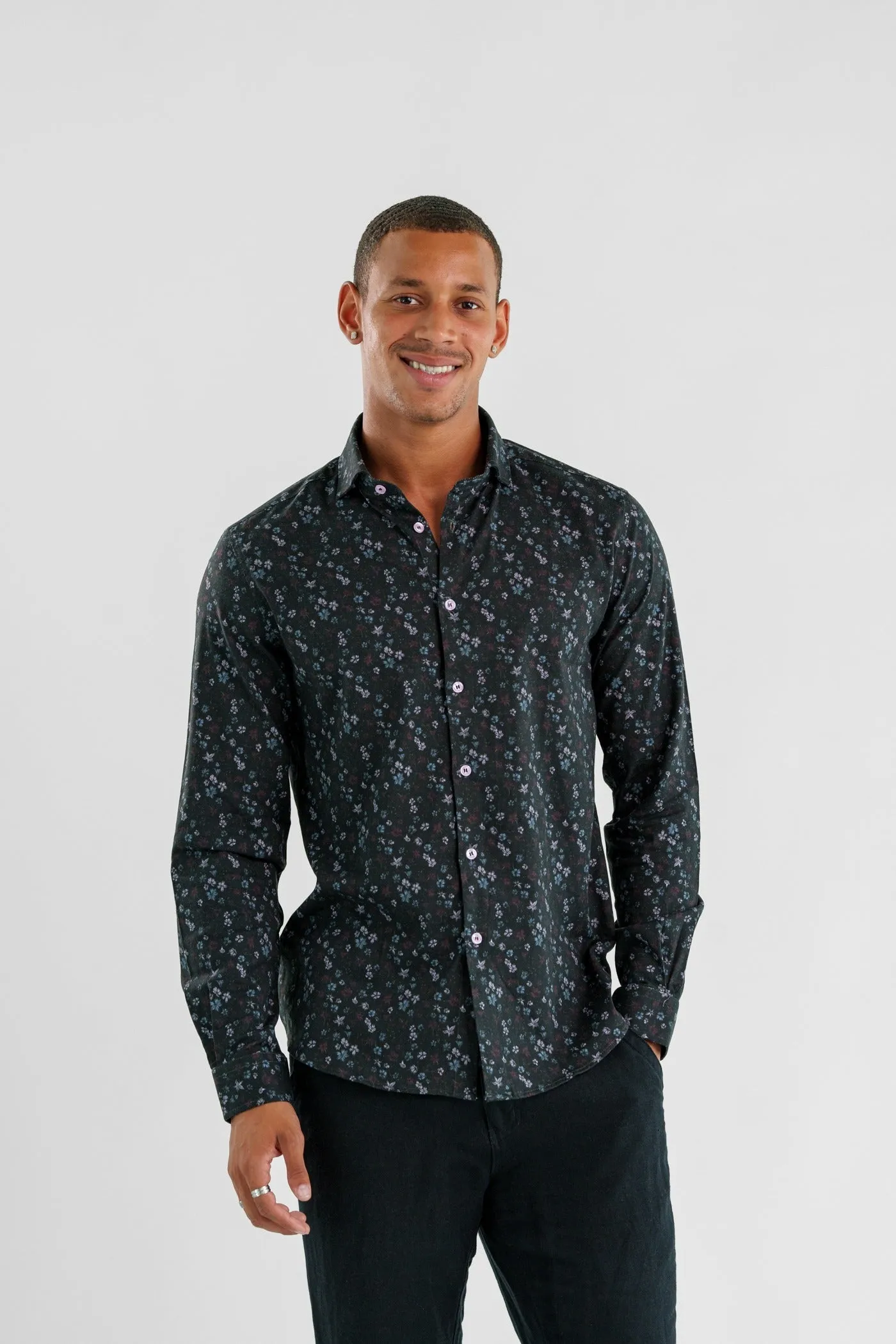 NOVA - Black Floral Long Sleeve Shirt