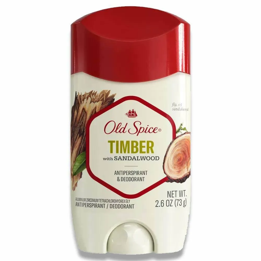 Old Spice - Men's Timber with Sandalwood Antiperspirant Deodorant - 2.6 Oz - 12 Pack