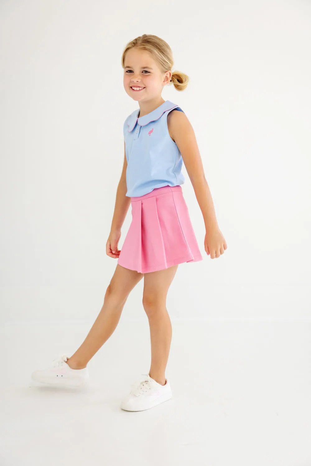 Paige's Playful Polo & Onesie - Beale Street Blue with Hamptons Hot Pink Picot & Stork