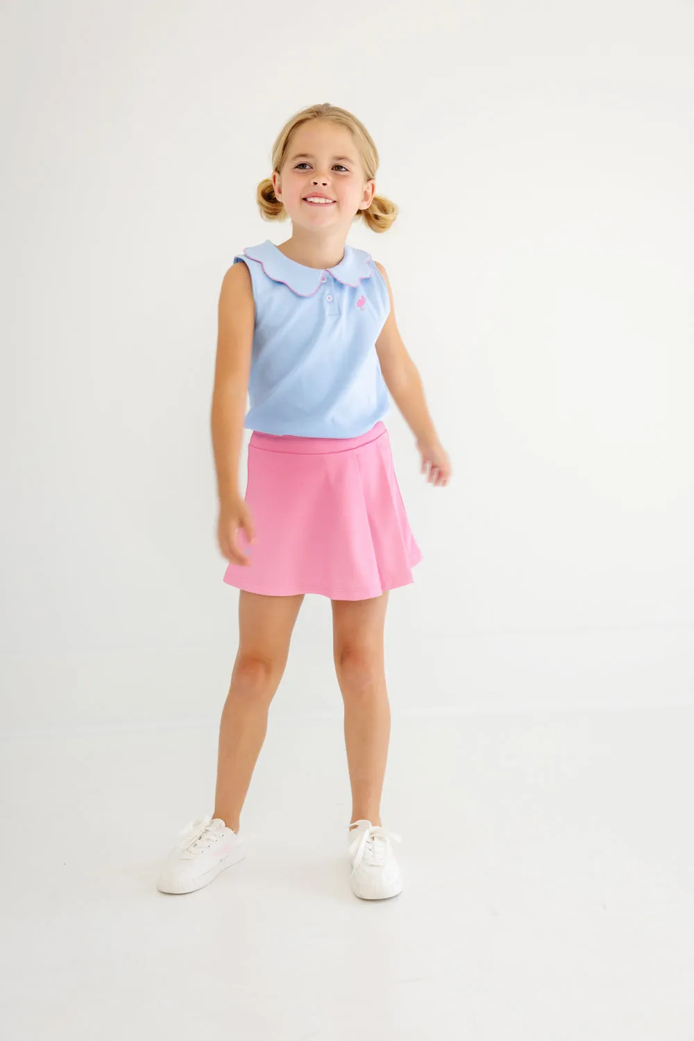 Paige's Playful Polo & Onesie - Beale Street Blue with Hamptons Hot Pink Picot & Stork